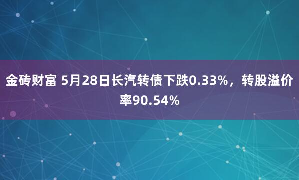 金砖财富 5月28日长汽转债下跌0.33%，转股溢价率90.54%