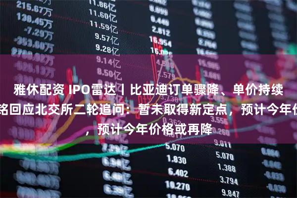 雅休配资 IPO雷达丨比亚迪订单骤降、单价持续下滑 乔路铭回应北交所二轮追问：暂未取得新定点，预计今年价格或再降